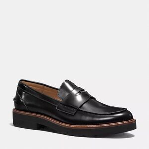 Coach Indie Black Leather Loafers